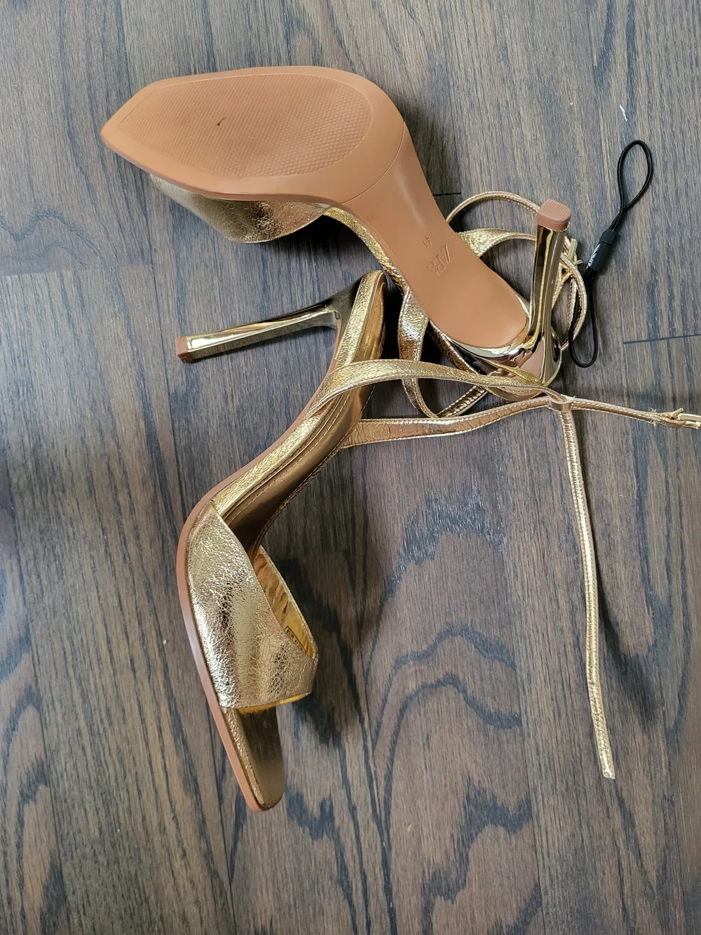 Zara Metallic Gold Strappy Heeled Sandals